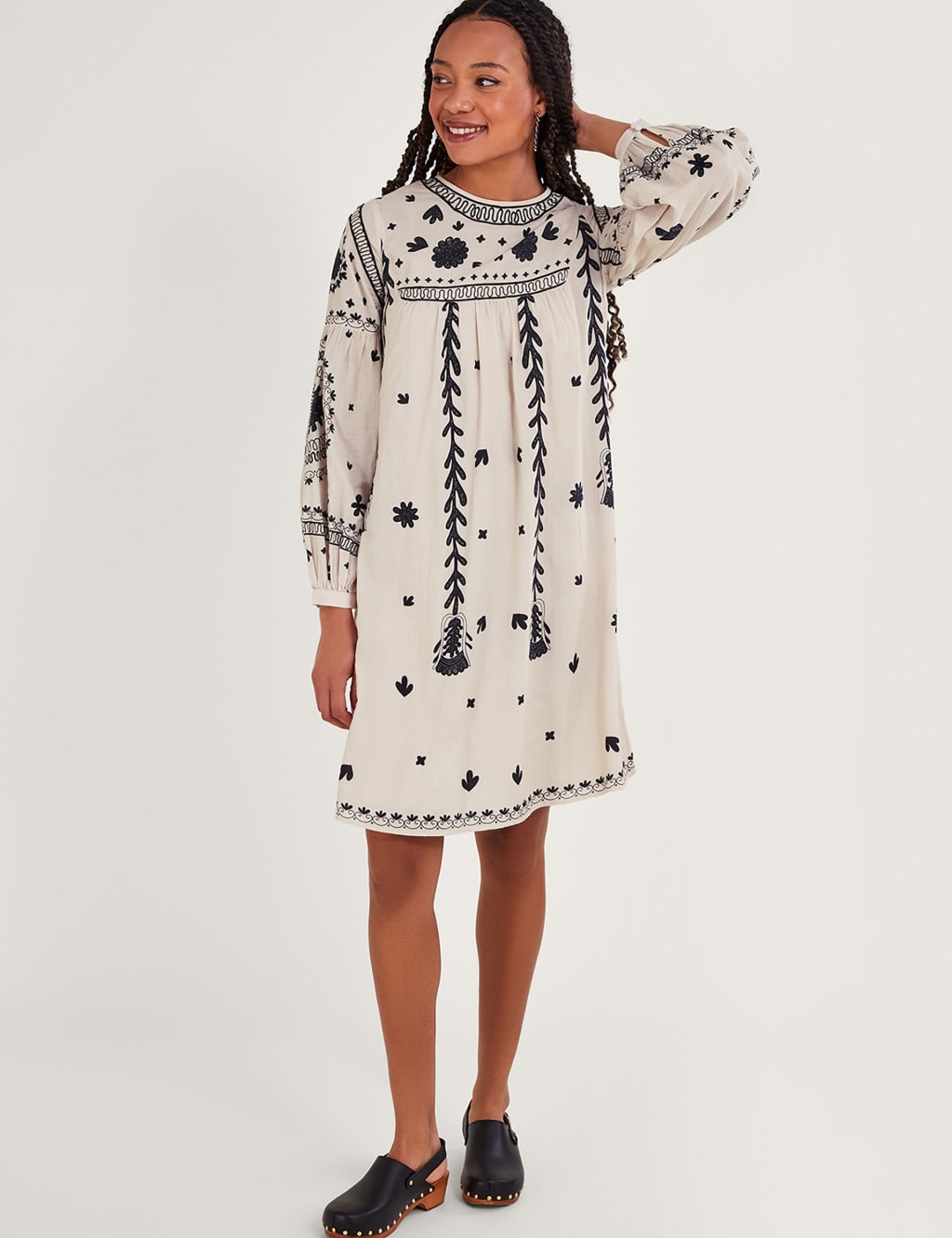 Pure Cotton Floral Knee Length Shift Dress image 1