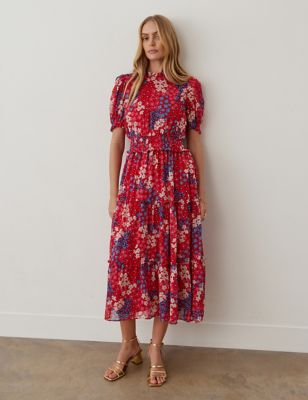 Finery London Women's Floral Midaxi Tea Dress - 16 - Red Mix, Red Mix