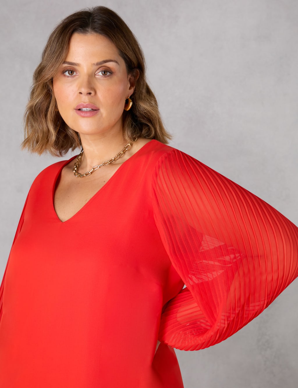 Dark Red Pleated Blouse (M-L) 
