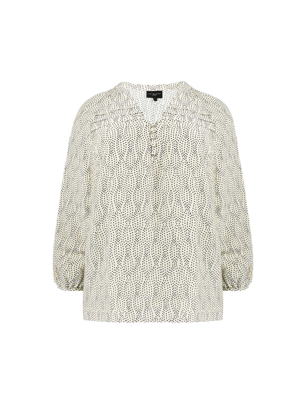 Polka Dot V-Neck Pleated Relaxed Blouse image 2