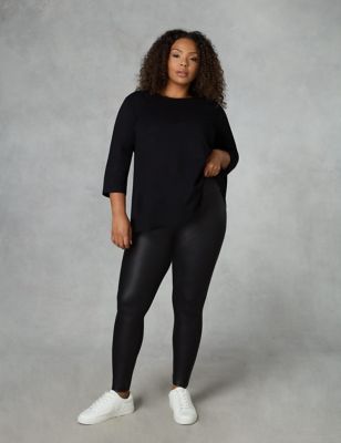 Live Unlimited London Womens Leather Look Leggings - 26 - Black, Black