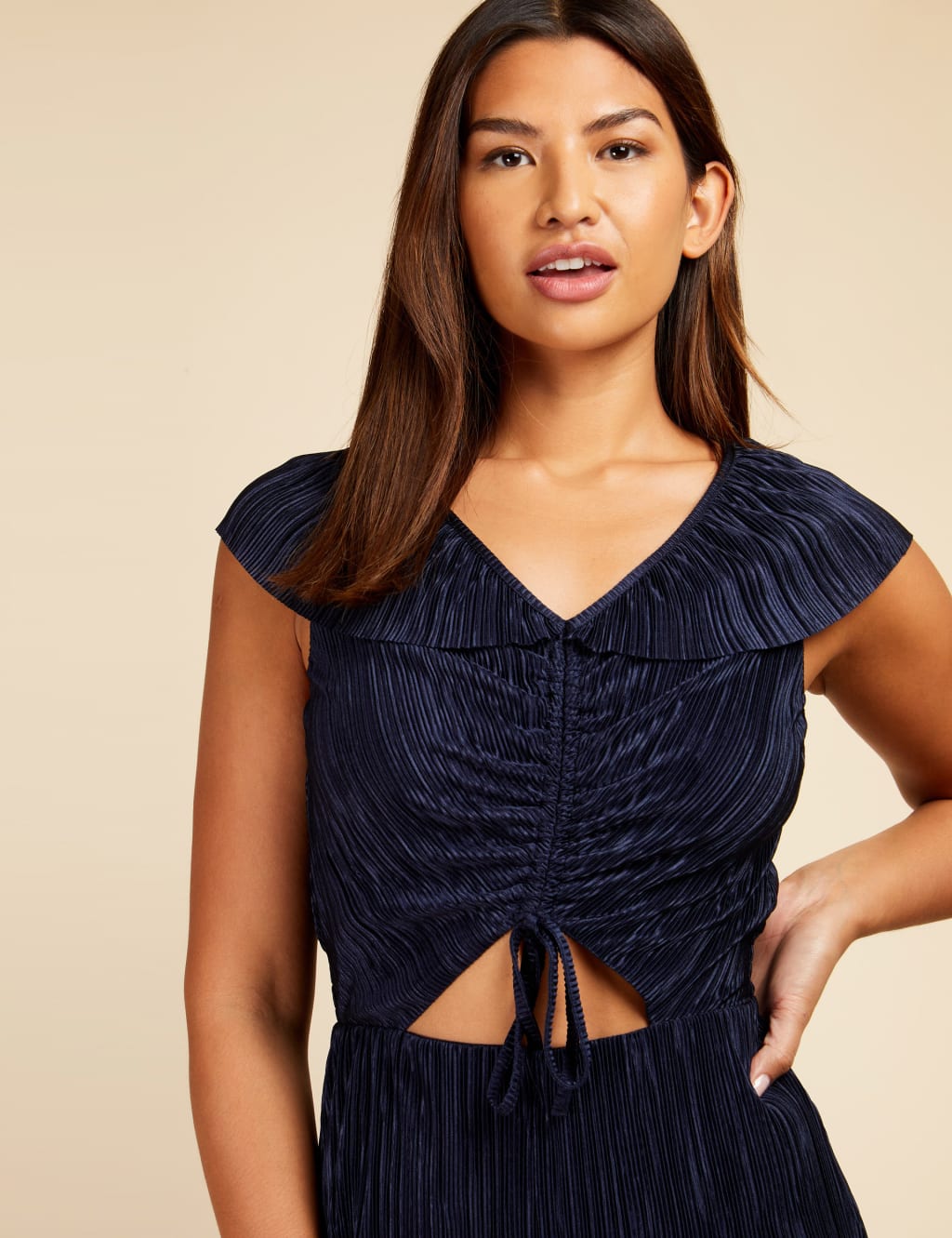 Plisse Tie Detail Jumpsuit image 3