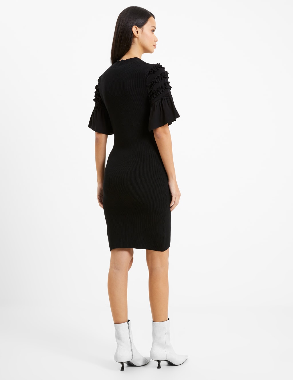 Ribbed High Neck Mini Bodycon Dress image 4