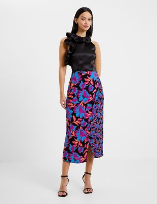 French Connection Womens Floral Midi Wrap Skirt - 8 - Multi, Multi