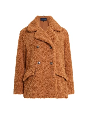 French connection wool blend hot sale double breasted pea coat