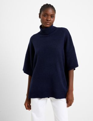 French Connection Womens Textured Roll Neck Jumper - XS - Navy, Navy