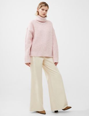 French Connection Womens Ribbed Funnel Neck Jumper - S - Pink, Pink