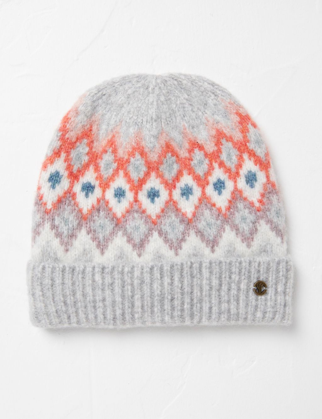 Knitted Fair Isle Beanie Hat with Wool