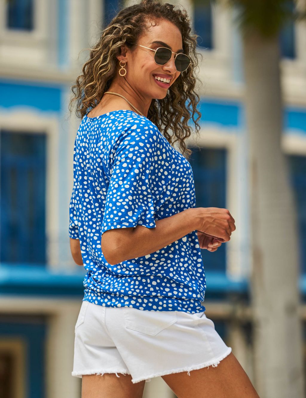 Jersey Polka Dot Relaxed Top image 3