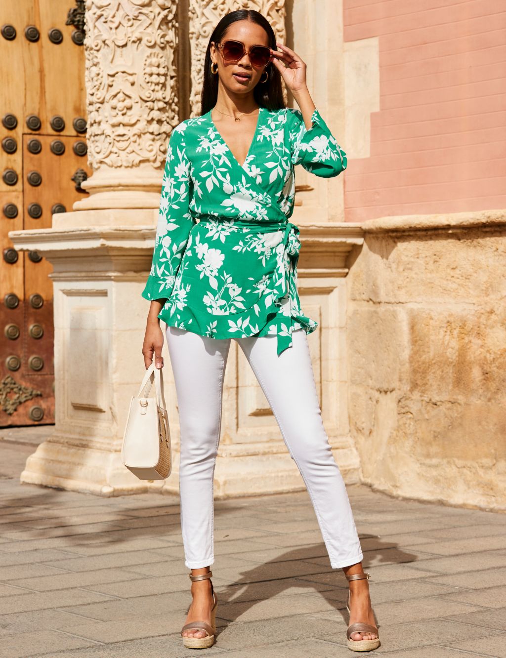 Floral Ruffle Wrap Top image 3