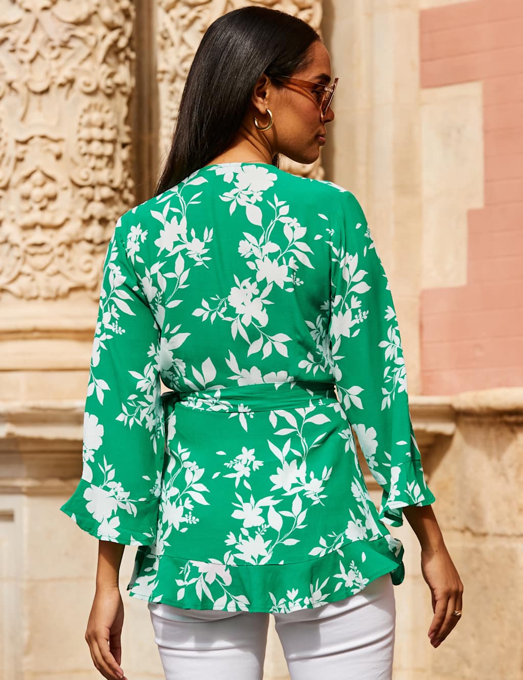 Floral Ruffle Wrap Top image 4