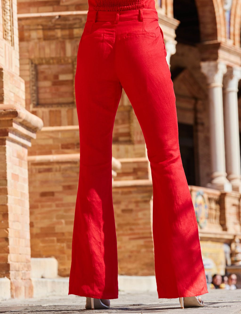 Linen Blend Flared Trousers image 4