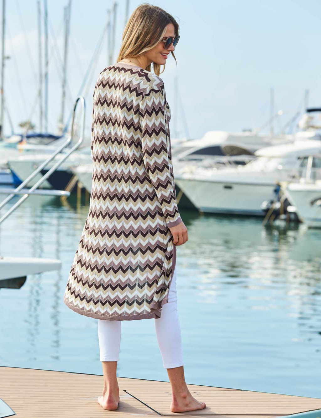Sparkly Striped Knitted Longline Cardigan image 3