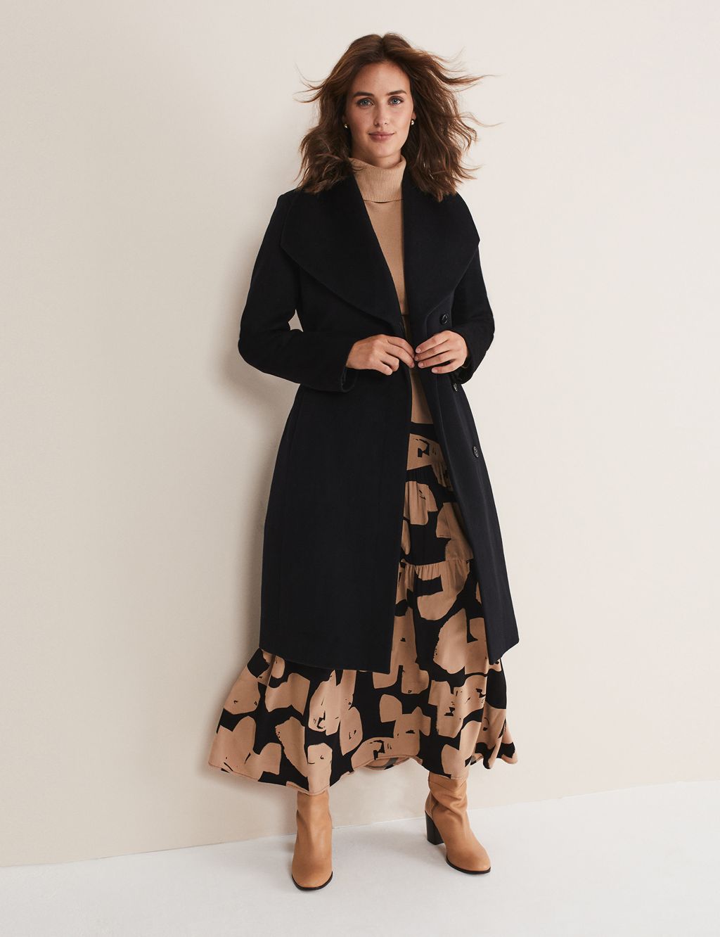 Wool Rich Collared Wrap Coat image 3