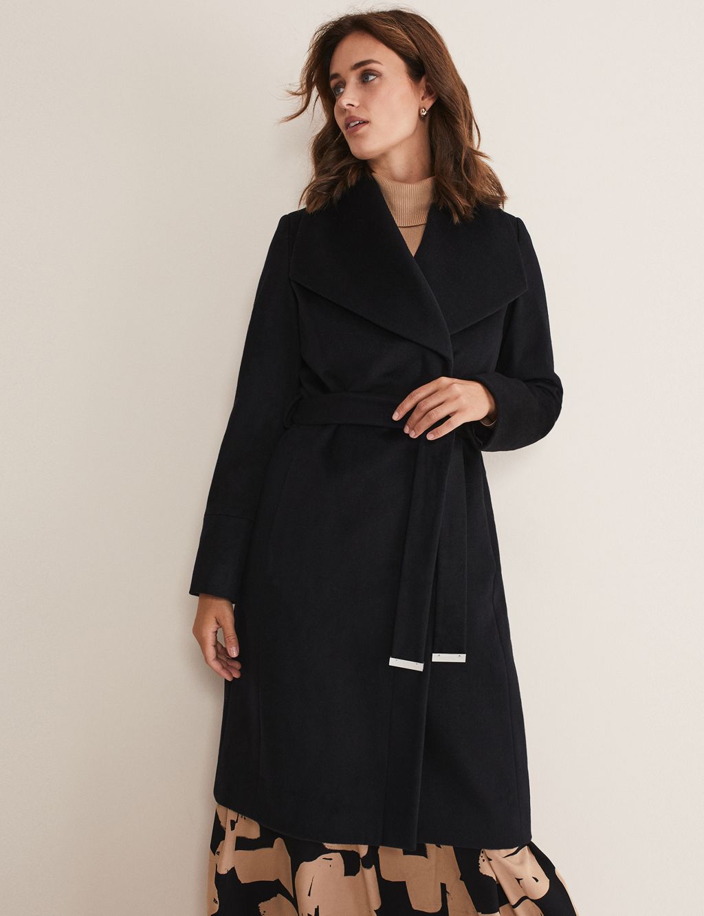 Wool Rich Collared Wrap Coat image 5