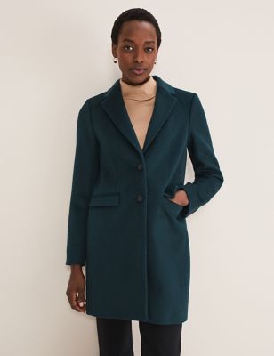 Phase Eight Womens Wool Blend Collared Tailored Coat - 18 - Green, Green