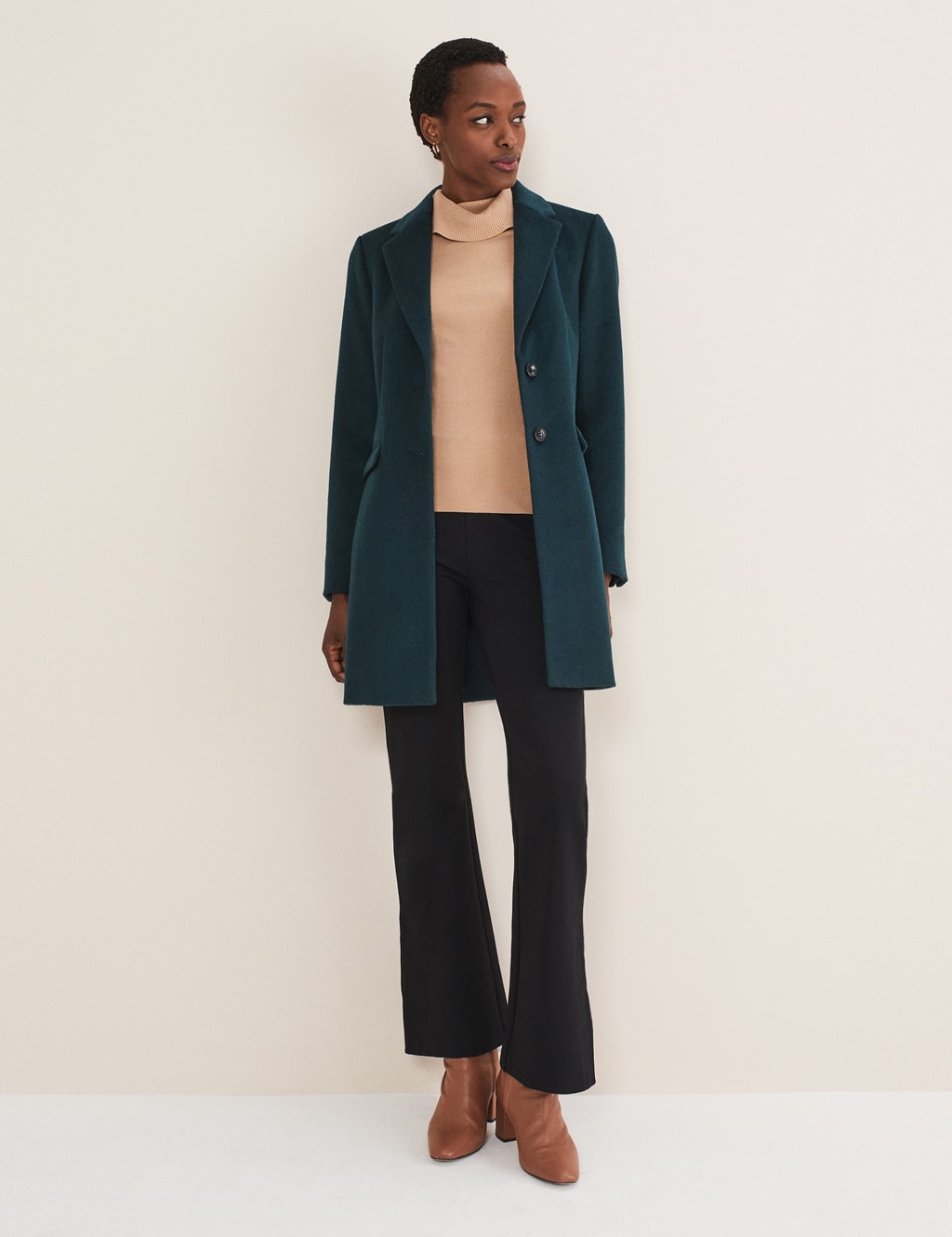Wool Blend Collared Tailored Coat image 2