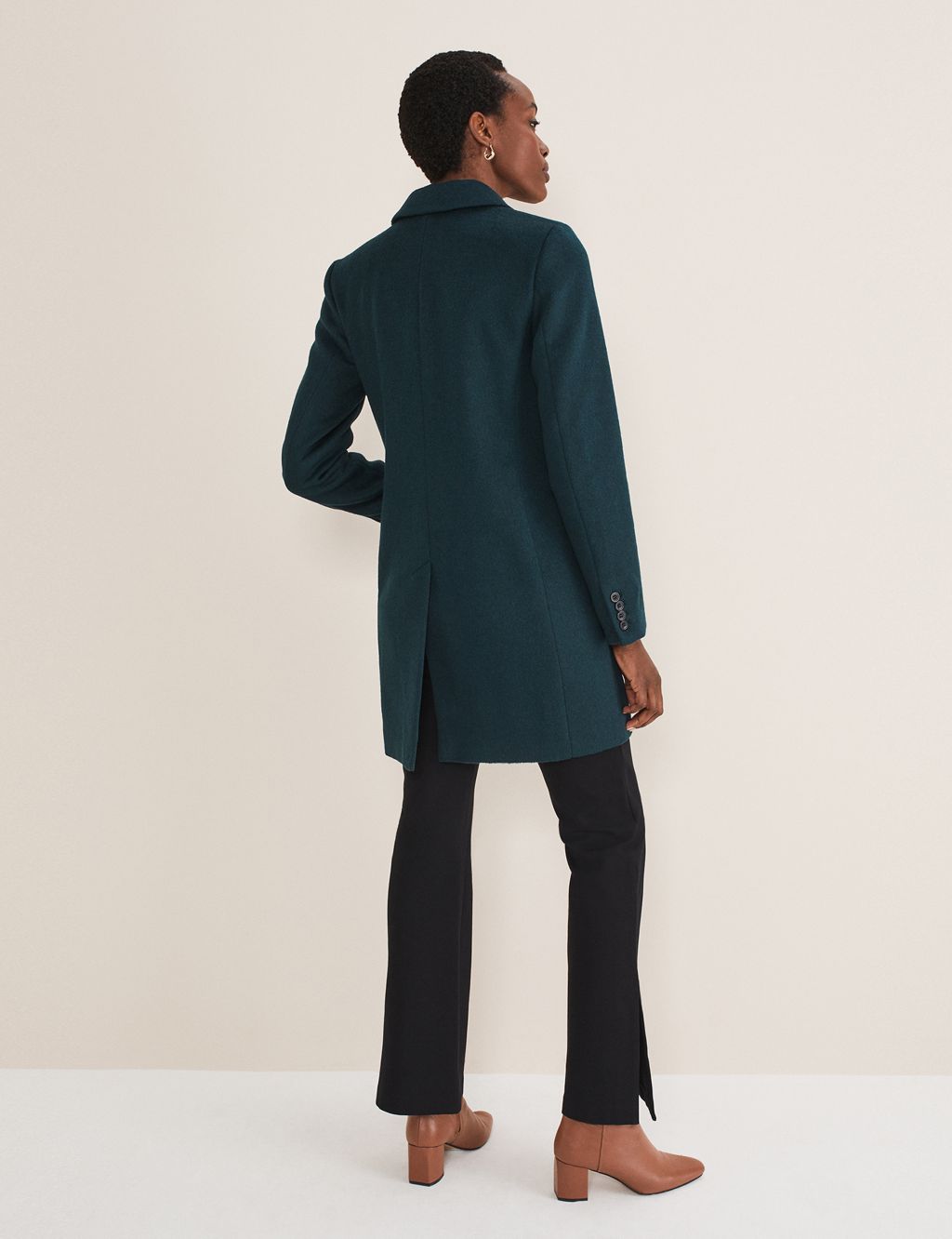 Wool Blend Collared Tailored Coat image 3