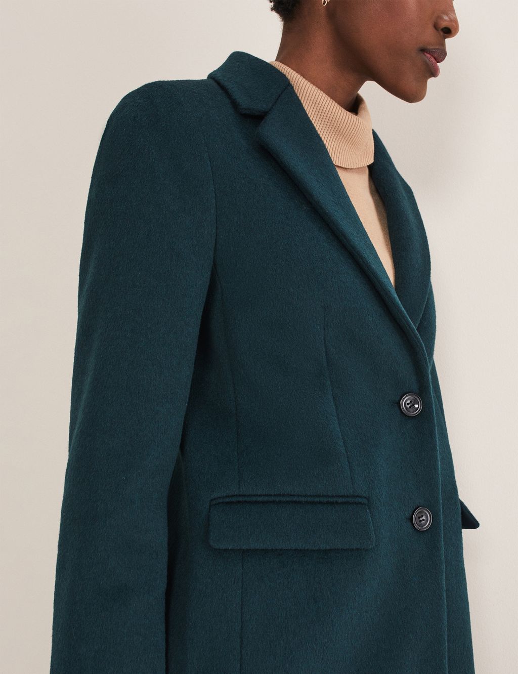 Wool Blend Collared Tailored Coat image 6