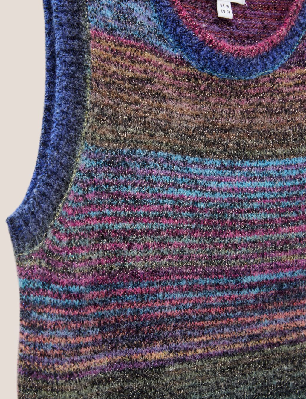 Striped Crew Neck Knitted Vest with Wool image 6
