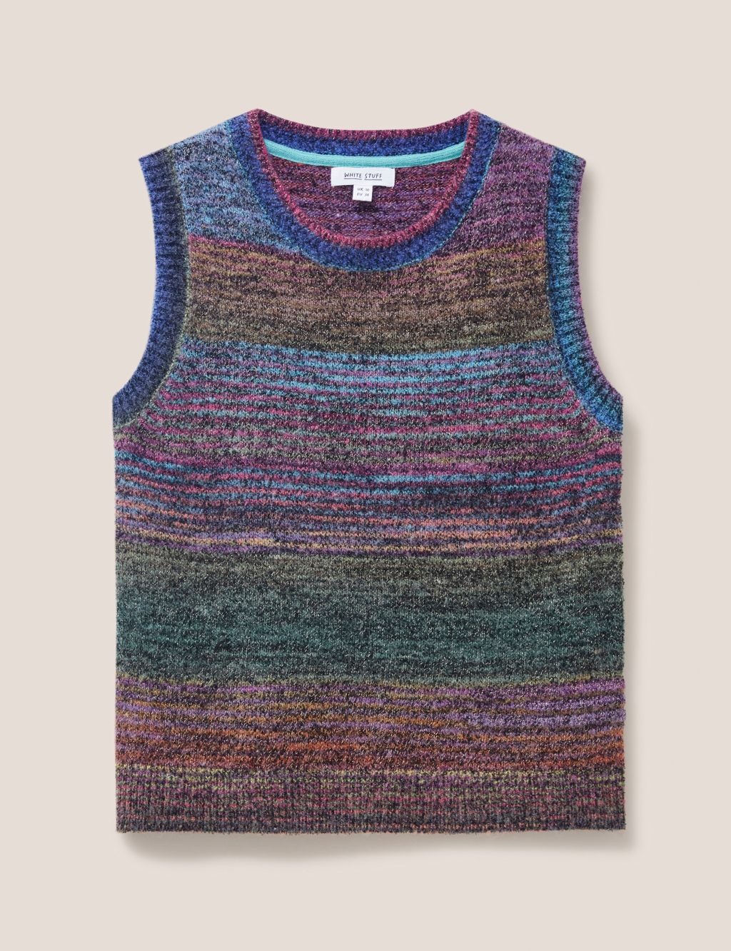 Striped Crew Neck Knitted Vest with Wool image 2