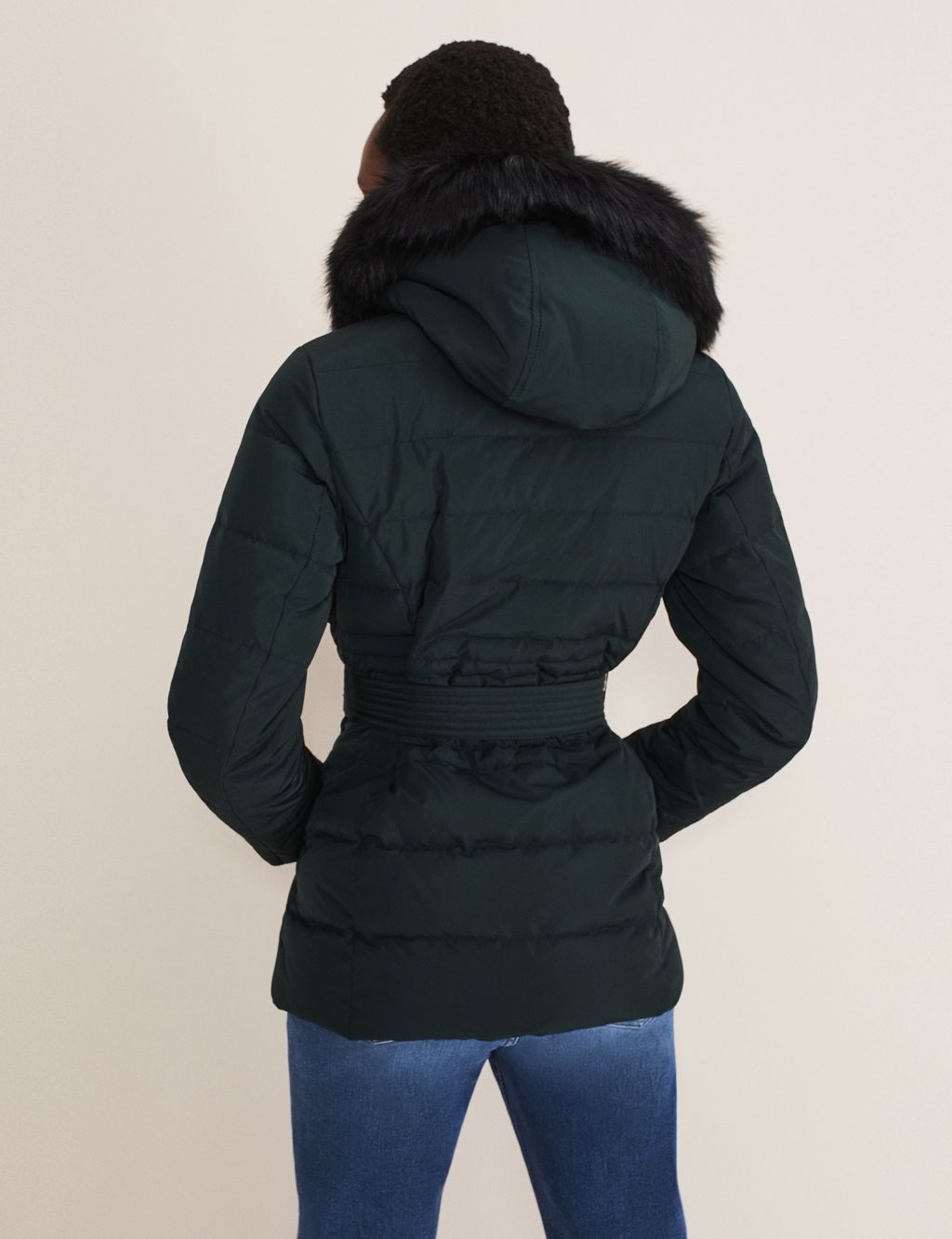 Quilted Hooded Belted Short Puffer Jacket image 3