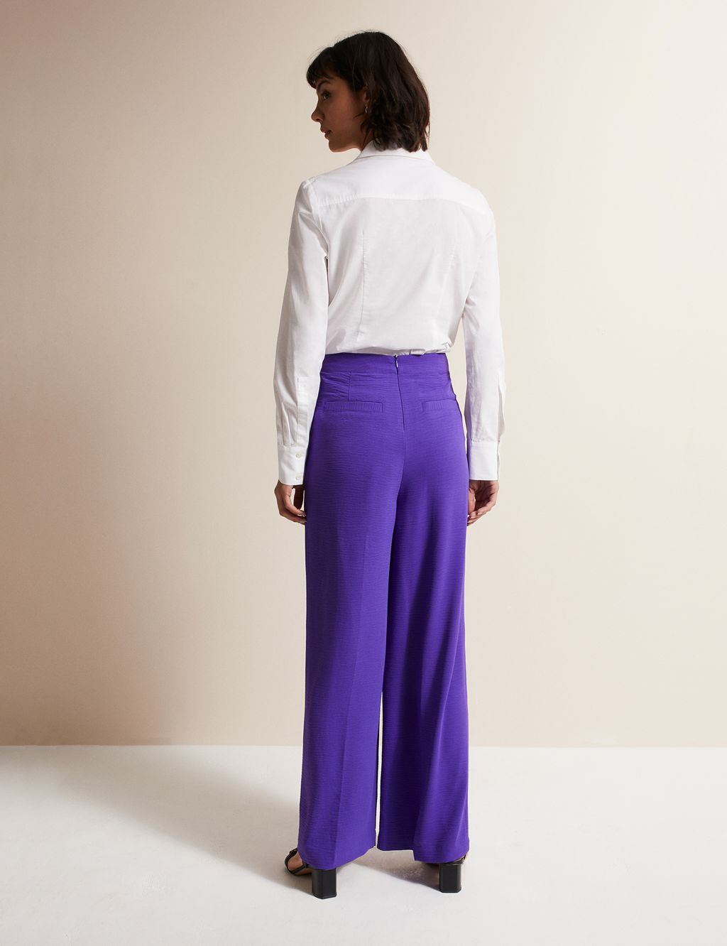 Textured Button Detail Wide Leg Trousers image 3