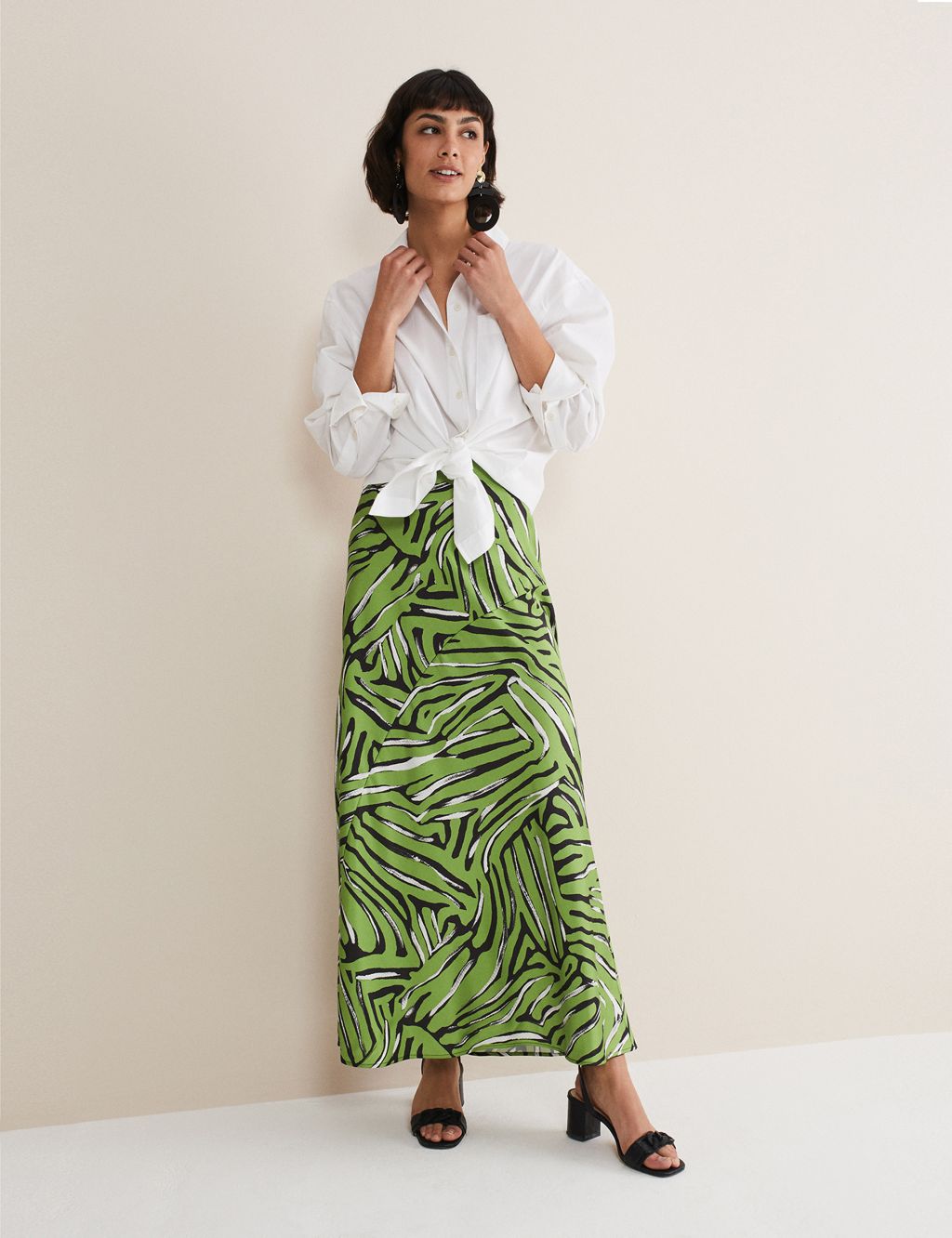 Satin Zebra Print Maxi Slip Skirt image 1