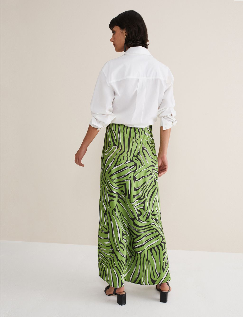 Satin Zebra Print Maxi Slip Skirt image 3