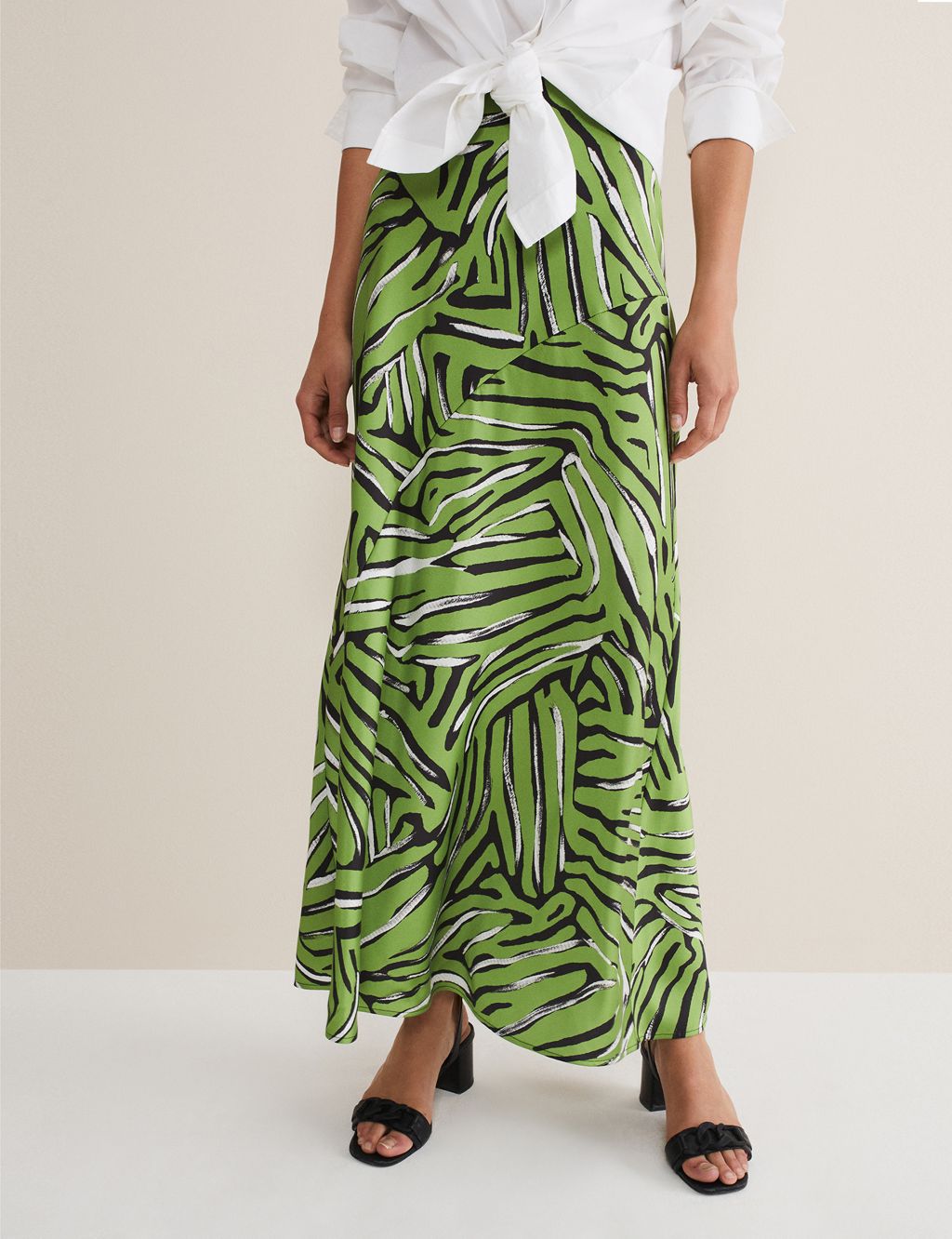 Satin Zebra Print Maxi Slip Skirt image 4