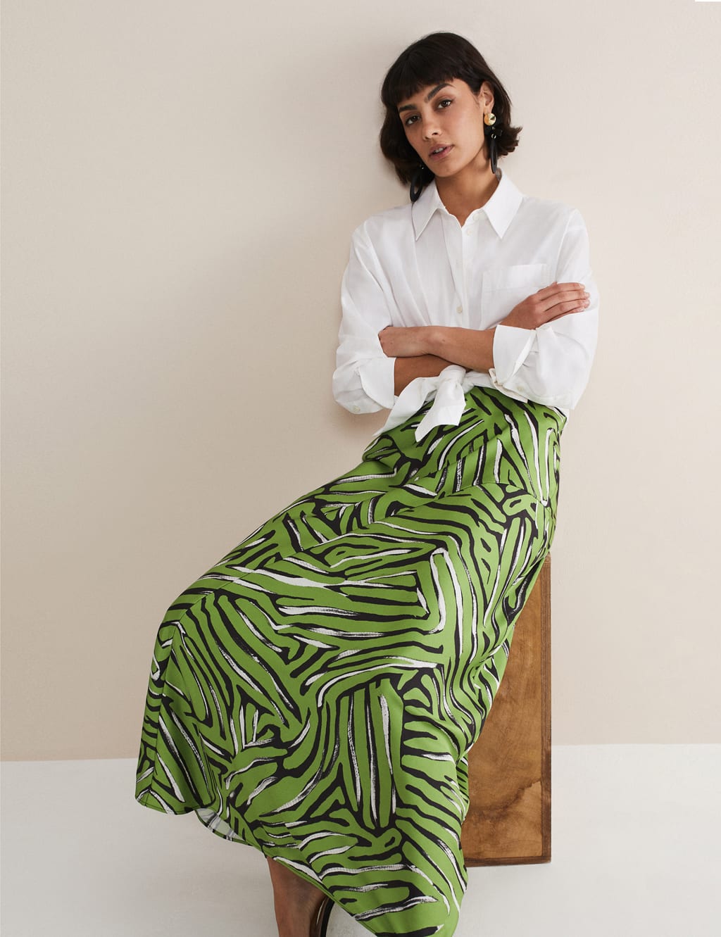 Satin Zebra Print Maxi Slip Skirt image 5