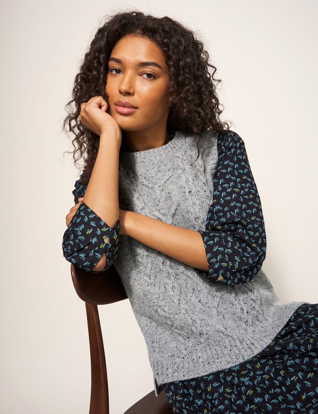 Wool Rich Cable Knit Knitted Vest image 1