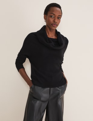 Women's black cowl hot sale neck sweater