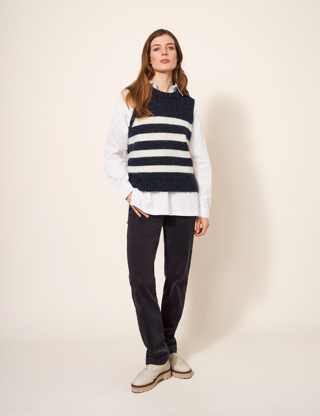 Striped Crew Neck Knitted Vest image 1