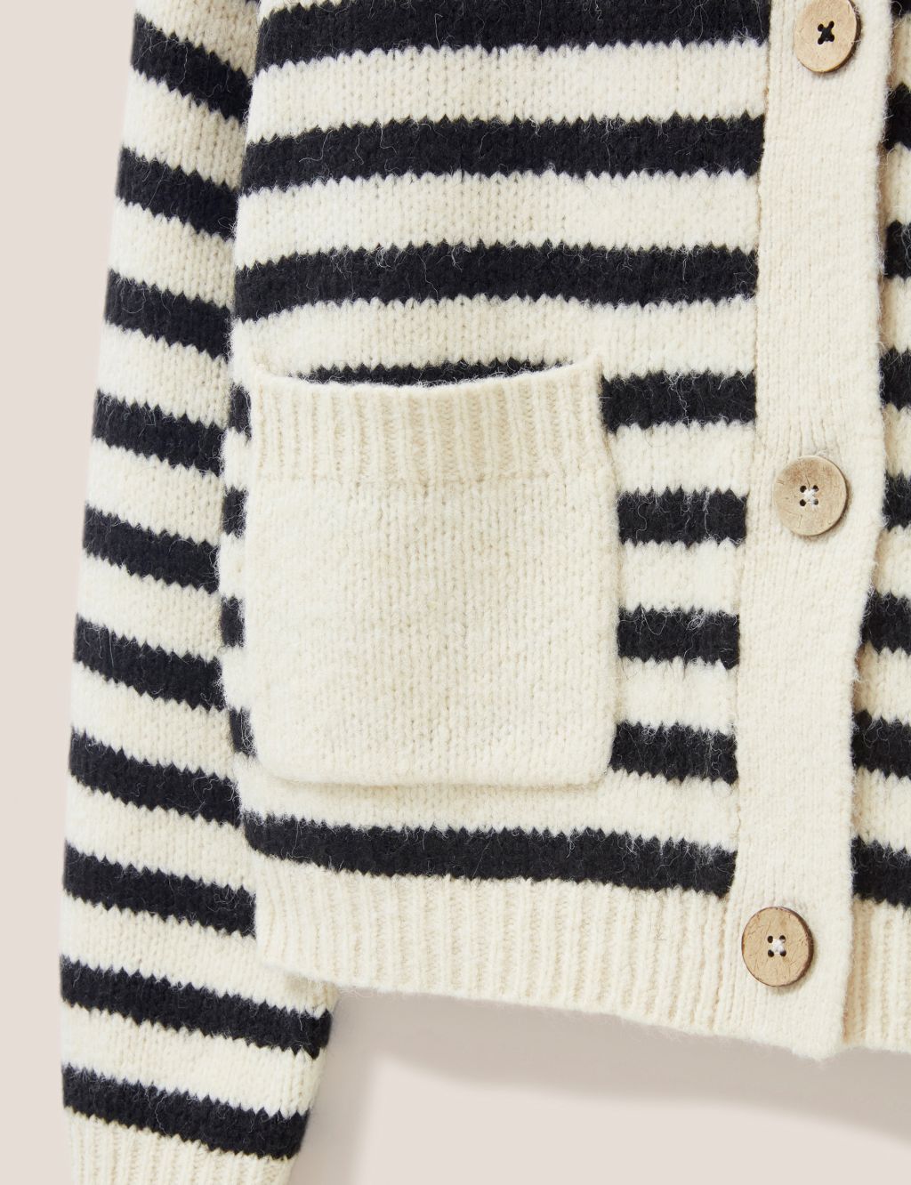 Striped Button Front Cardigan with Wool image 6