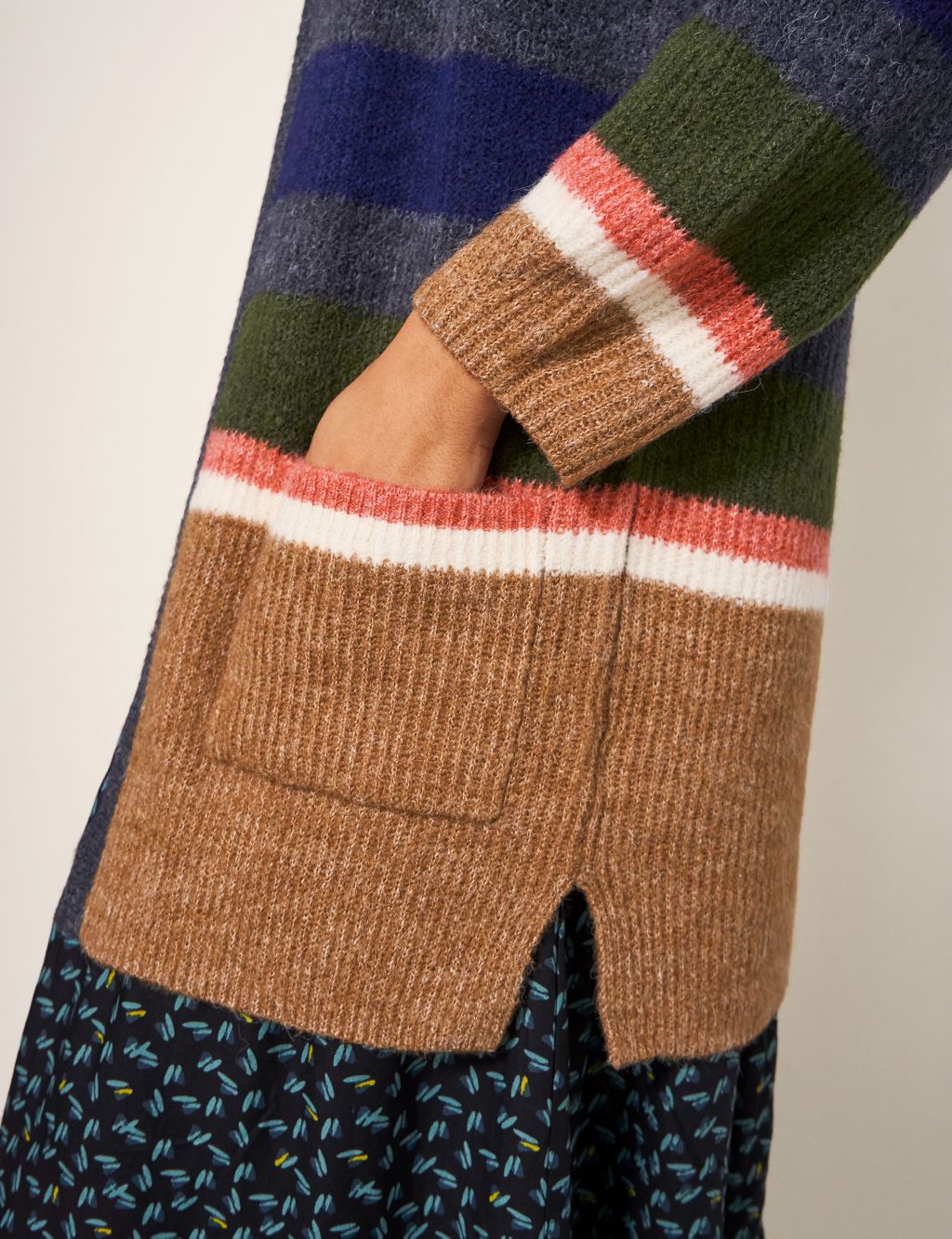 Wool Blend Striped Longline Cardigan image 5