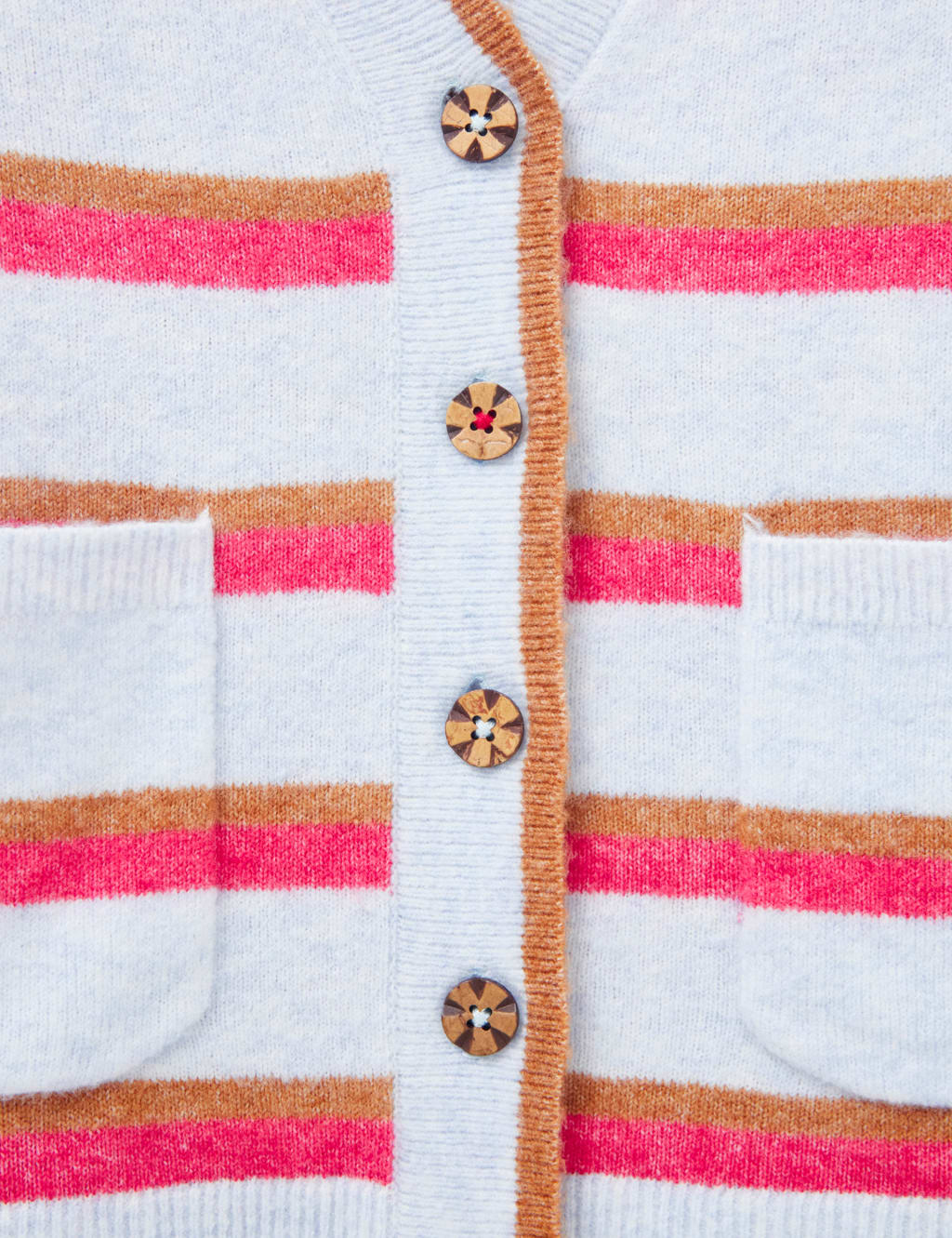 Striped V-Neck Button Front Cardigan image 6