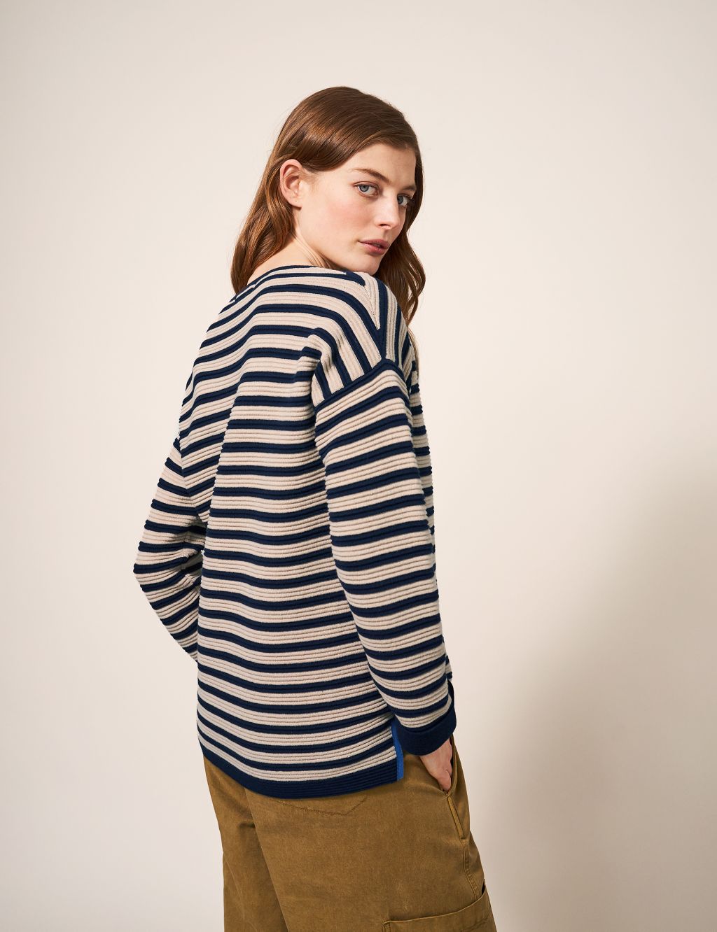 Organic Cotton Striped Ribbed Jumper image 4