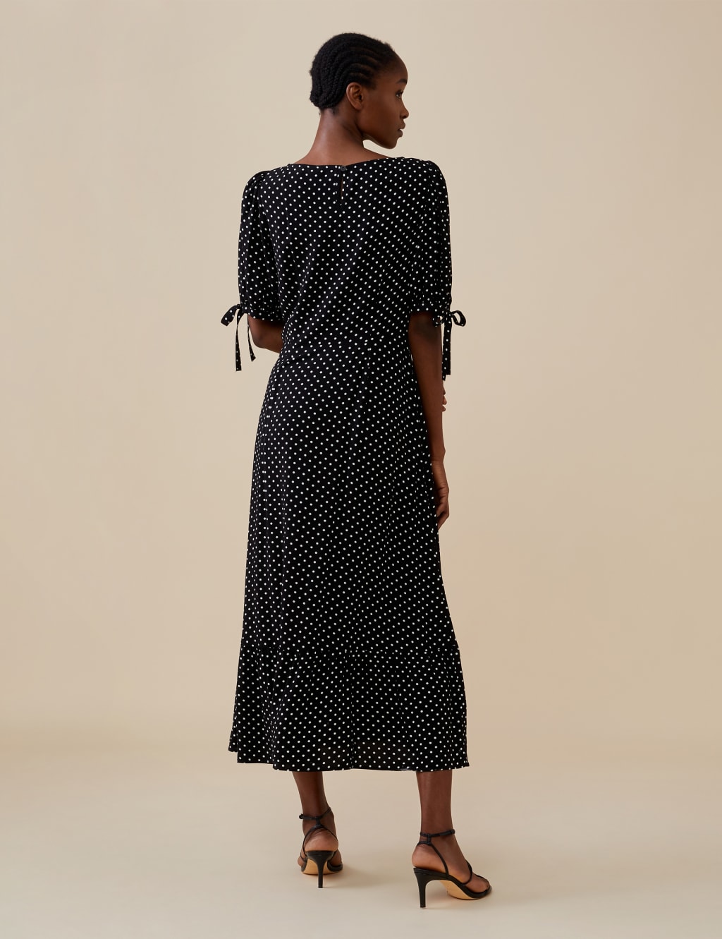 Polka Dot Tie Sleeve Midi Tea Dress image 3
