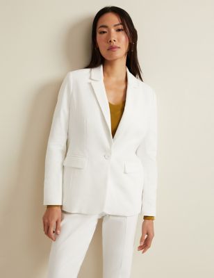 Phase Eight Womens Cotton Blend Jacket - 16 - White, White