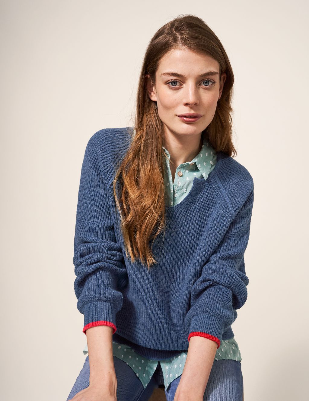 Wool Rich Ribbed Notch Neck Jumper image 3