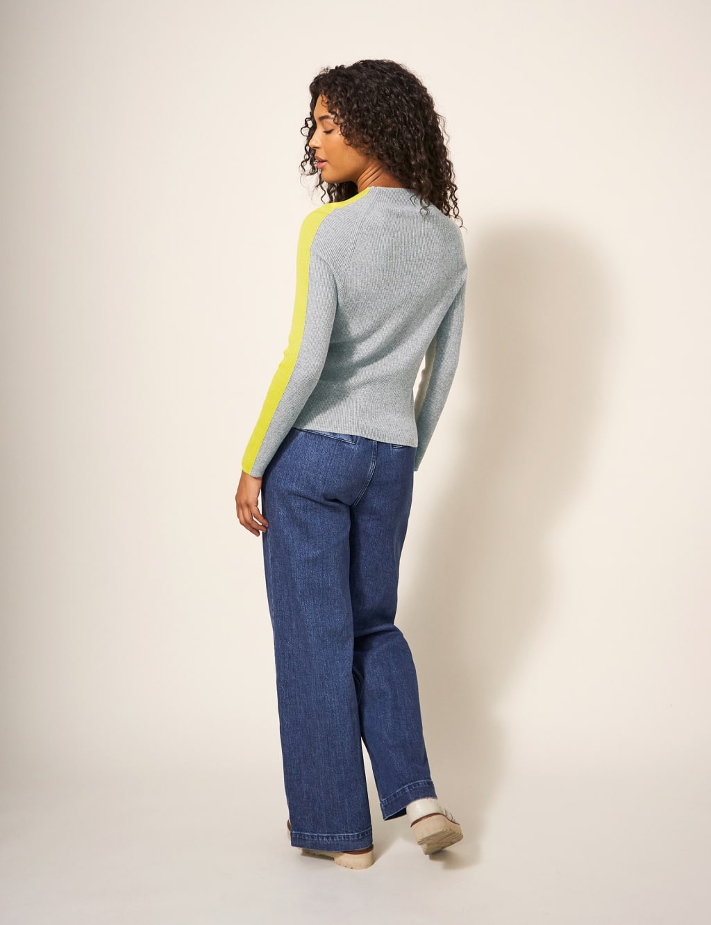 Ribbed Striped Crew Neck Jumper with Wool image 4