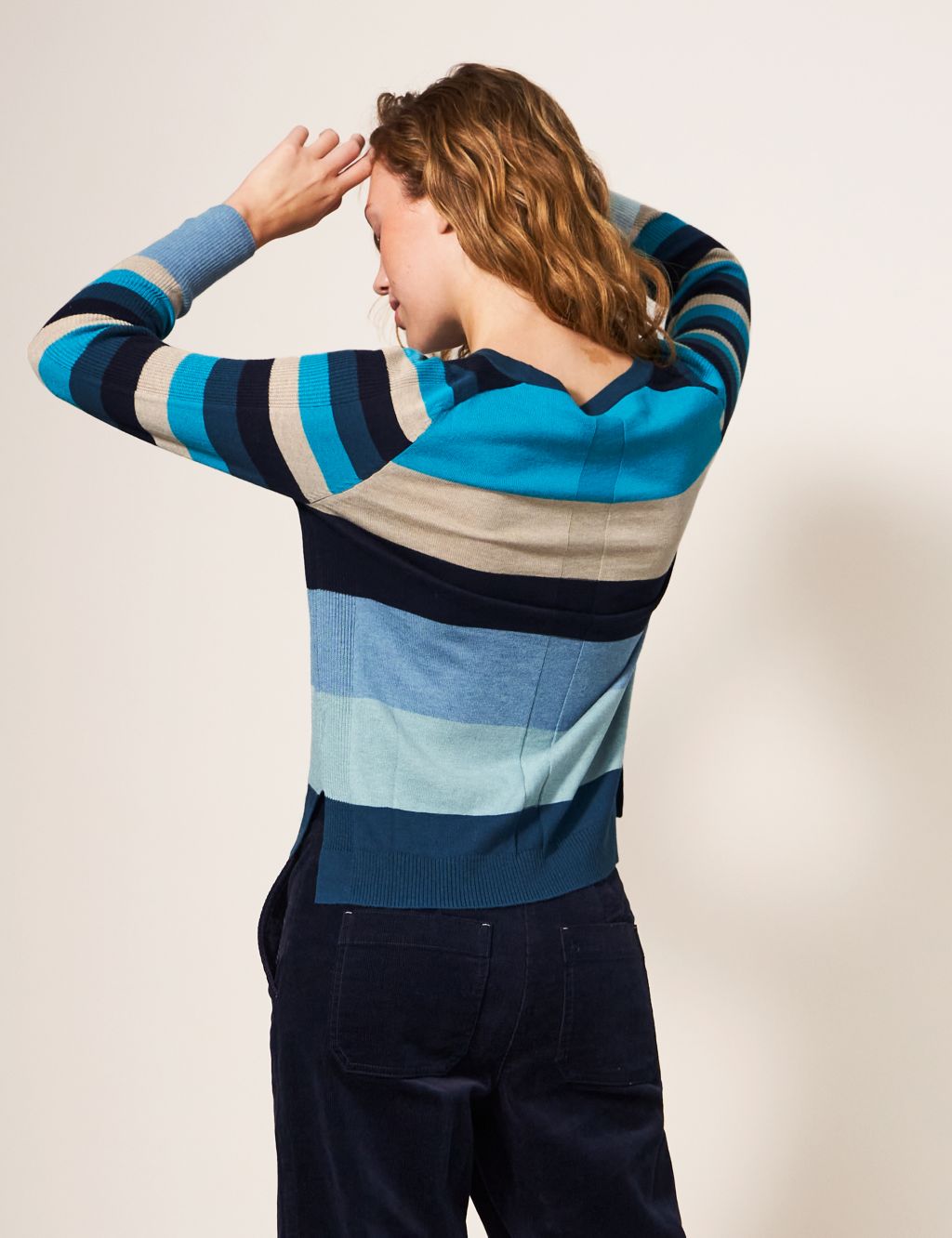 Cotton With Merino Wool Colour Block Jumper image 3