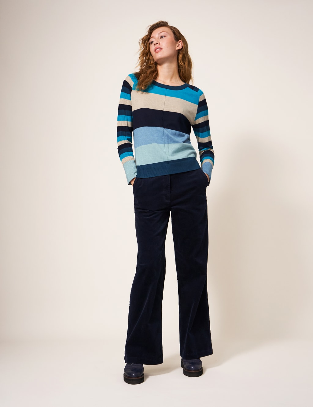 Cotton With Merino Wool Colour Block Jumper image 5