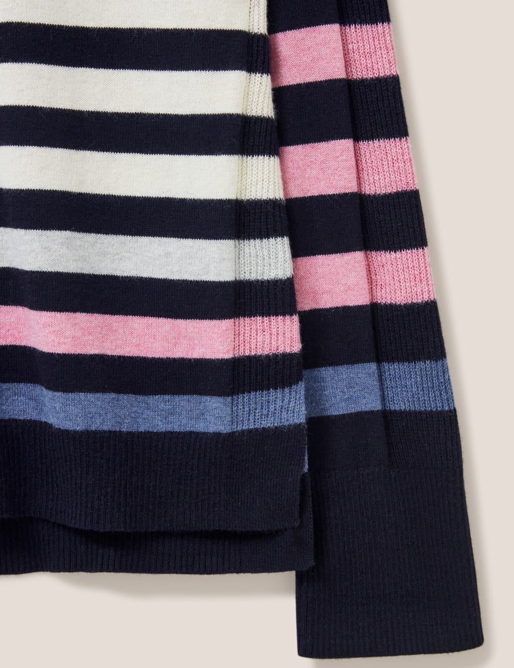 Merino Wool Blend Striped Crew Neck Jumper image 6