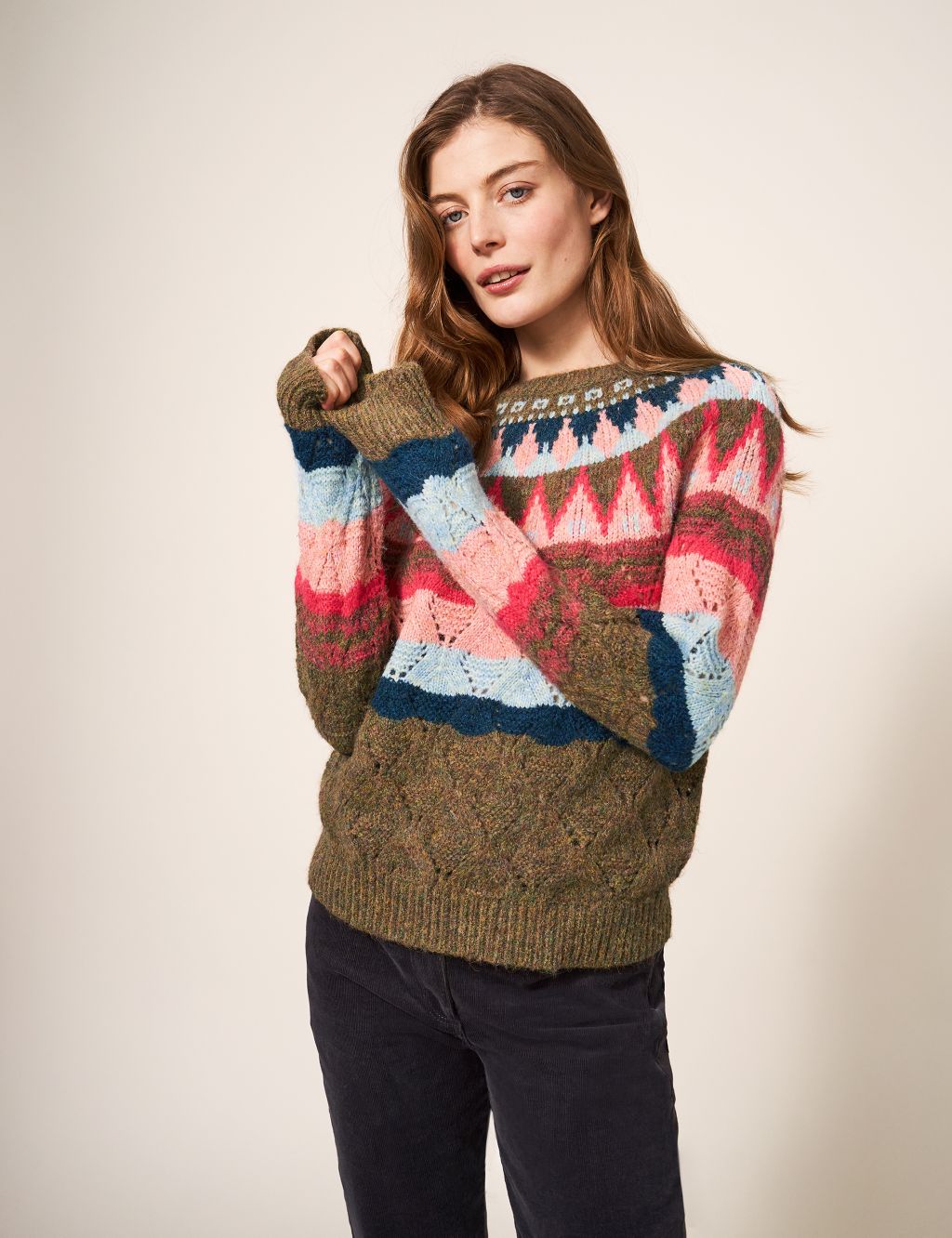 Patterned Pointelle Jumper with Wool image 3