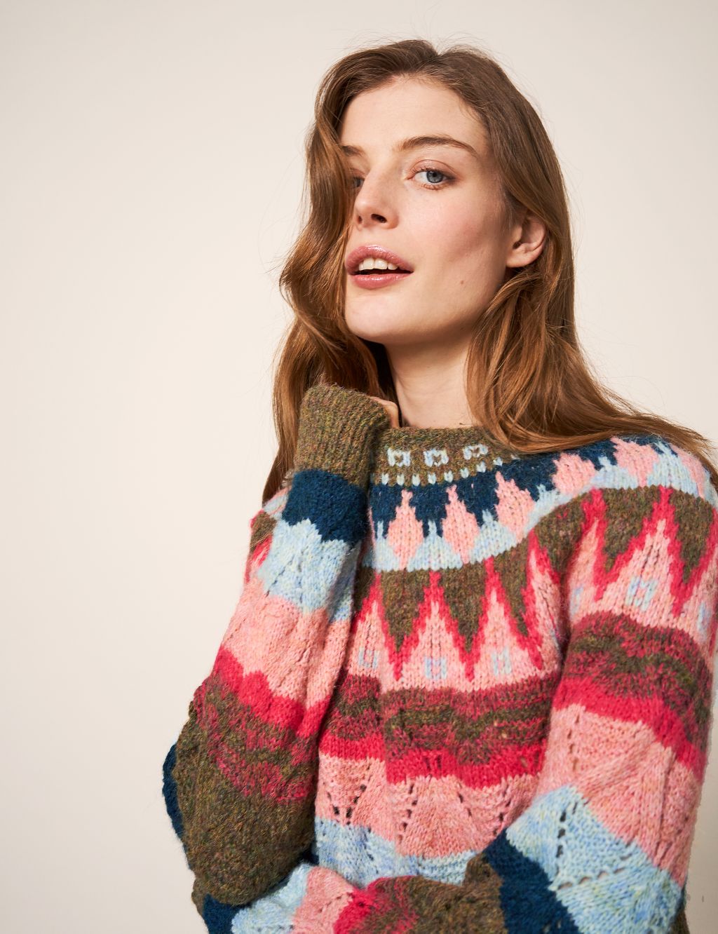 Patterned Pointelle Jumper with Wool image 4
