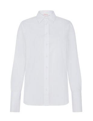 M&S Finery London Womens Cotton Rich Collared Relaxed Long Sleeve Shirt