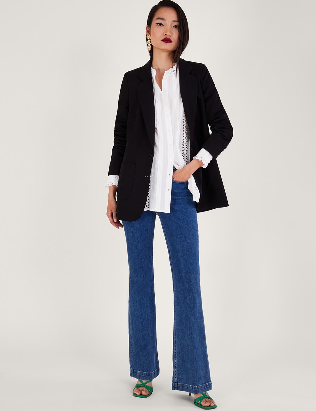 Pure Cotton Broderie Frill Neck Shirt image 4