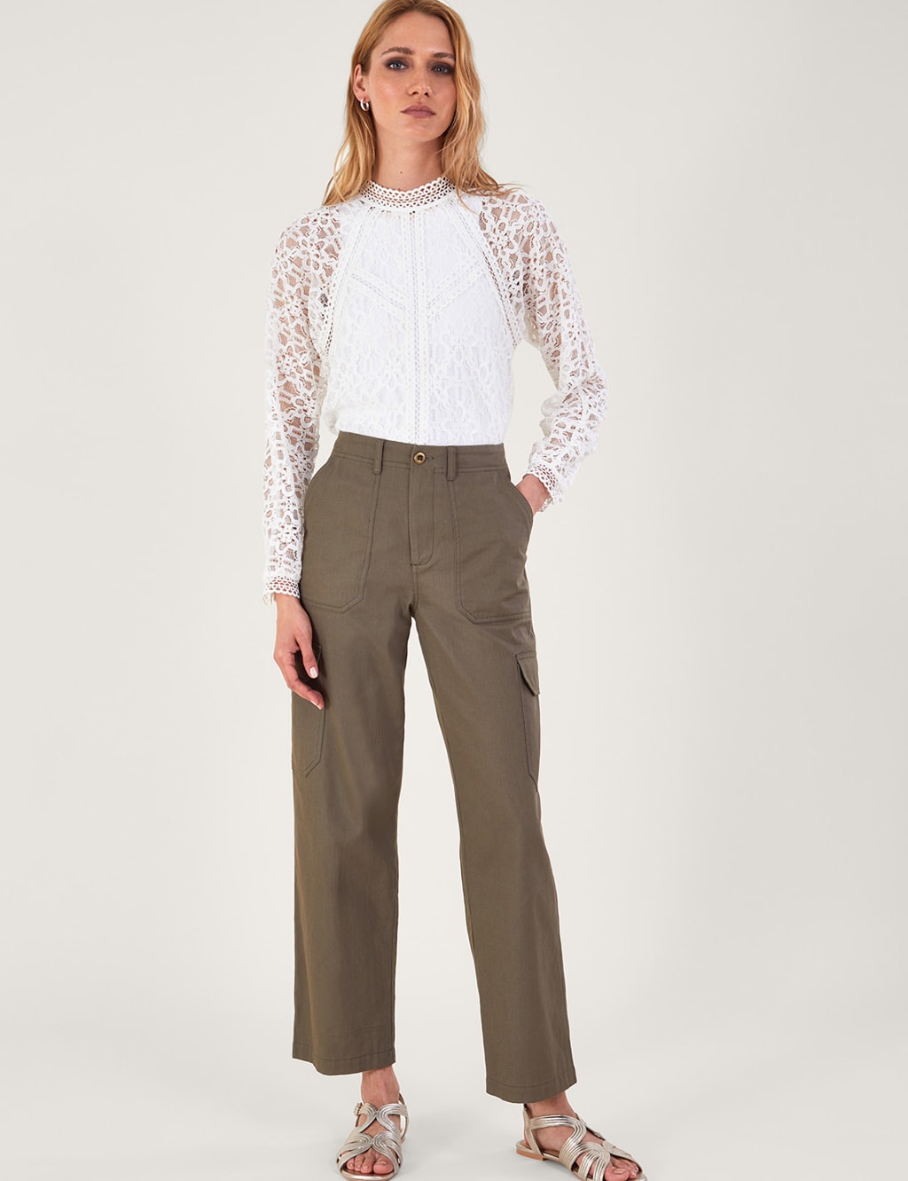 Lace High Neck Cutwork Detail Blouse image 3